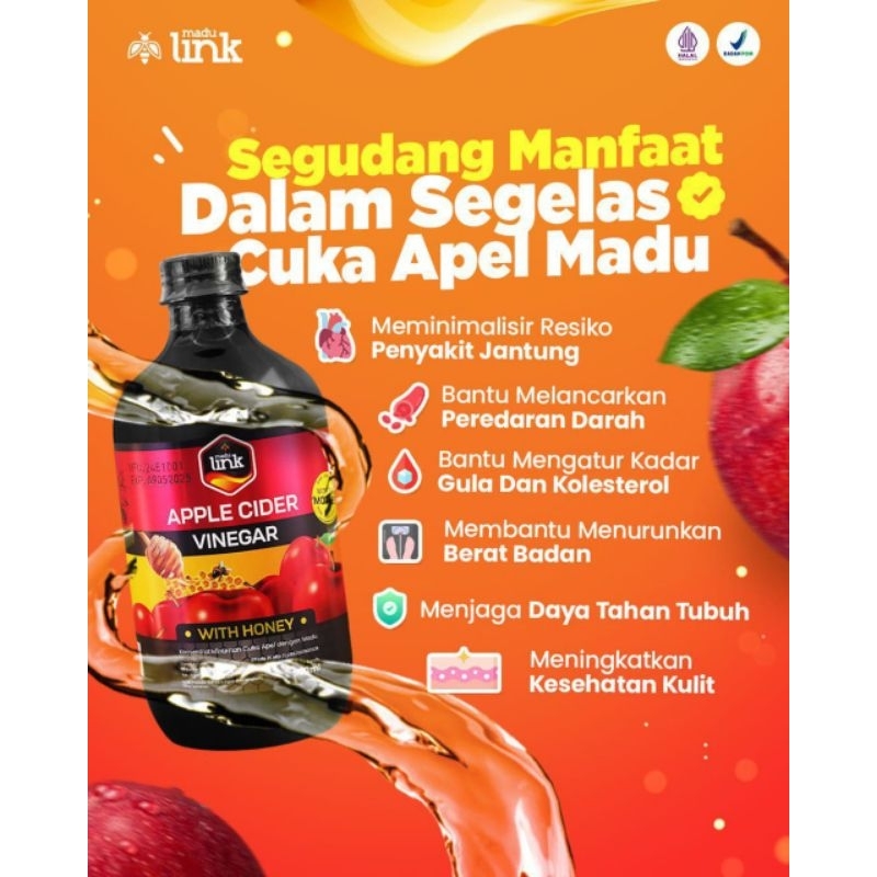 

CUKA APEL PLUS MADU LINK 500 ML APPLE CIDER VINEGAR WITH THE MOTHER