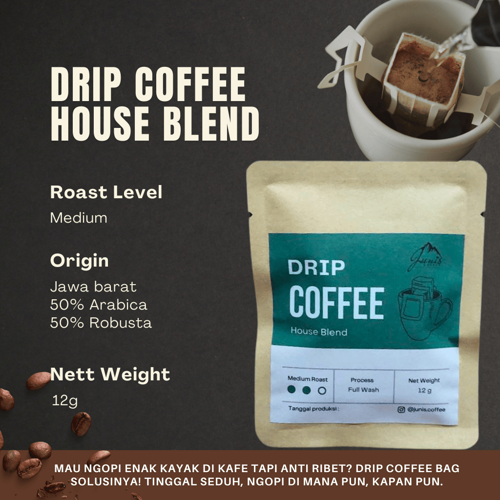 

Kopi Sachet House Blend Bubuk Instan Jawa Barat Original Dripbag Coffee Premium