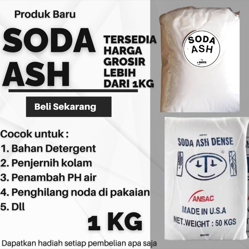 SODA ASH 1KG - SODA ASH - BAHAN DETERGENT - BAHAN SABUN - SODA