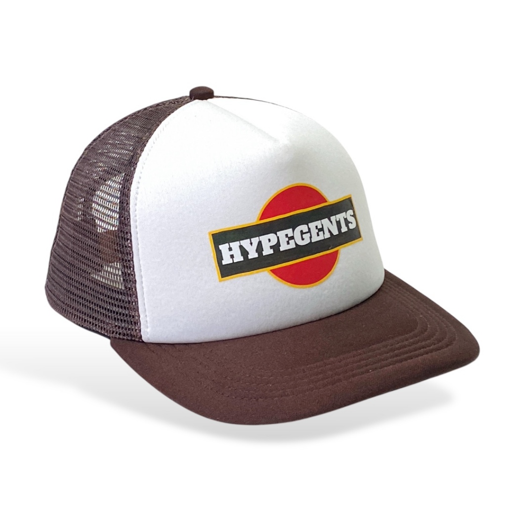 TopiJaring Trucker Cap Topi Trucker Coklat Putih coklat Topi Jaring Pria