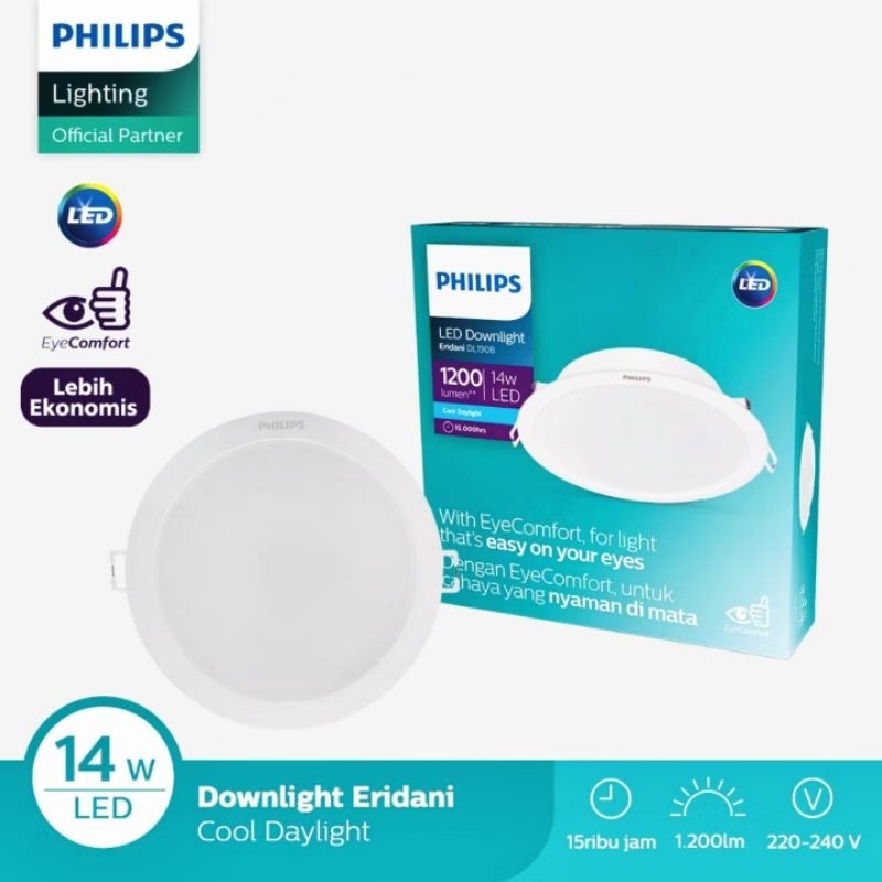 Led Philips Eridani 14w Putih - Lampu Downlight Philips Eridani 14 Watt