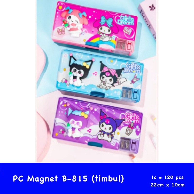 

kotak pensil sanrio magnet/sanrio character pencil case/melody/kuromi/blue