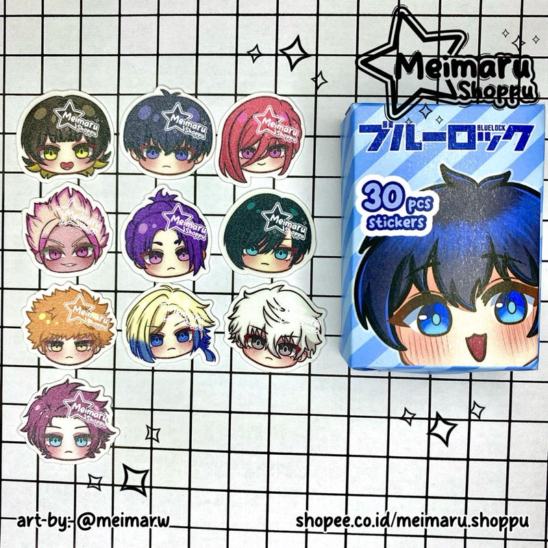 

[Meimaru Shoppu] STICKER PACK BLUE LOCK GLITTER 30 PCS / STIKER BLUE LOCK DIE CUT / Seishio Nagi / Reo Mikage / Meguru Bachira / Yoichi Isagi / Rensuke Kunigami / Michael Kaiser / Itoshi Rin / Itoshi Sae / Shido Ryusei / Hyoma Chigiri