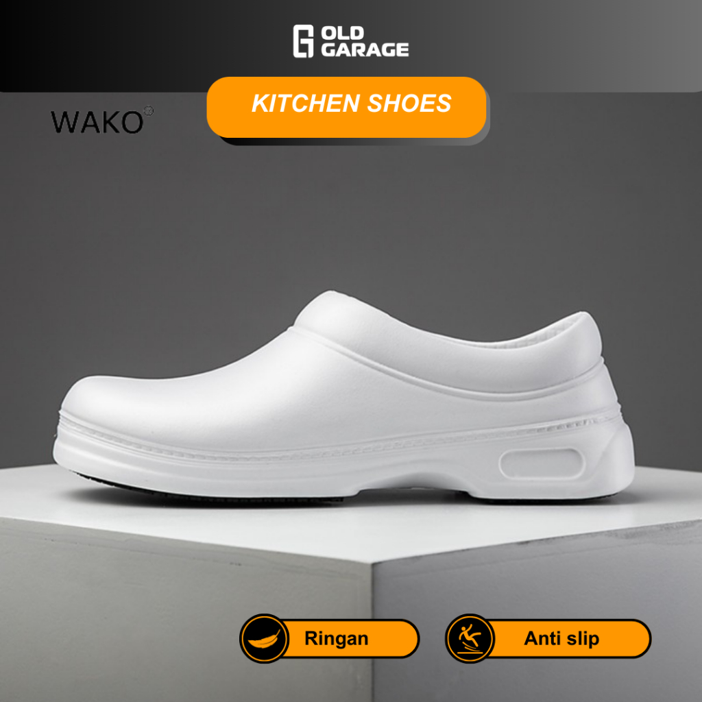 Sepatu Kitchen Pria Sepatu Chef Kitchen Shoes Anti Slip 9031 Putih Wako