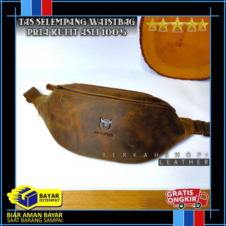 Tas Selempang Pinggang Waistbag Kulit Asli Pria Cowok Slempang Waist Bag Weistbag Selepang Pria Cowo