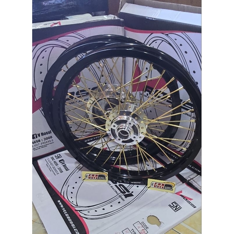 Velg Rx king Velg Rossi Ring 17 Ring 18 160/185/215 Hitam Glossy