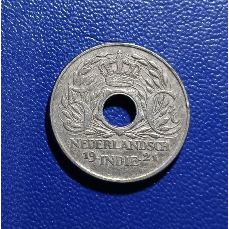 Koin Lawas Indonesia Jaman Penjajahan Hindia Belanda Wilhelmina 5 Cent Tahun 1921