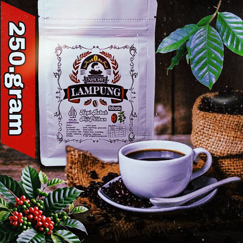 

Kopi bubuk hitam 250gr kopi robusta lampung