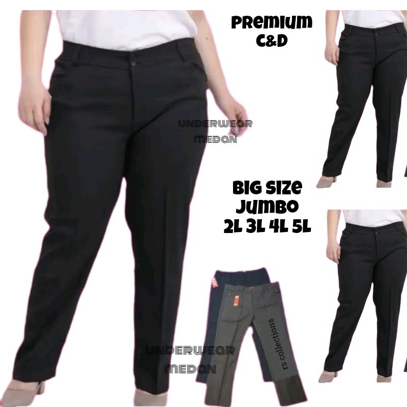 Celana Kerja Kantor Wanita Bahan Kain Keper Premium Jumbo Premium