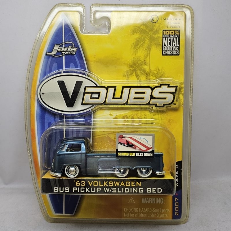 Jada Toys Vdubs 63 Volkswagen Bus Pickup with sliding bed edisi 2007 wave 2 skala 1:64