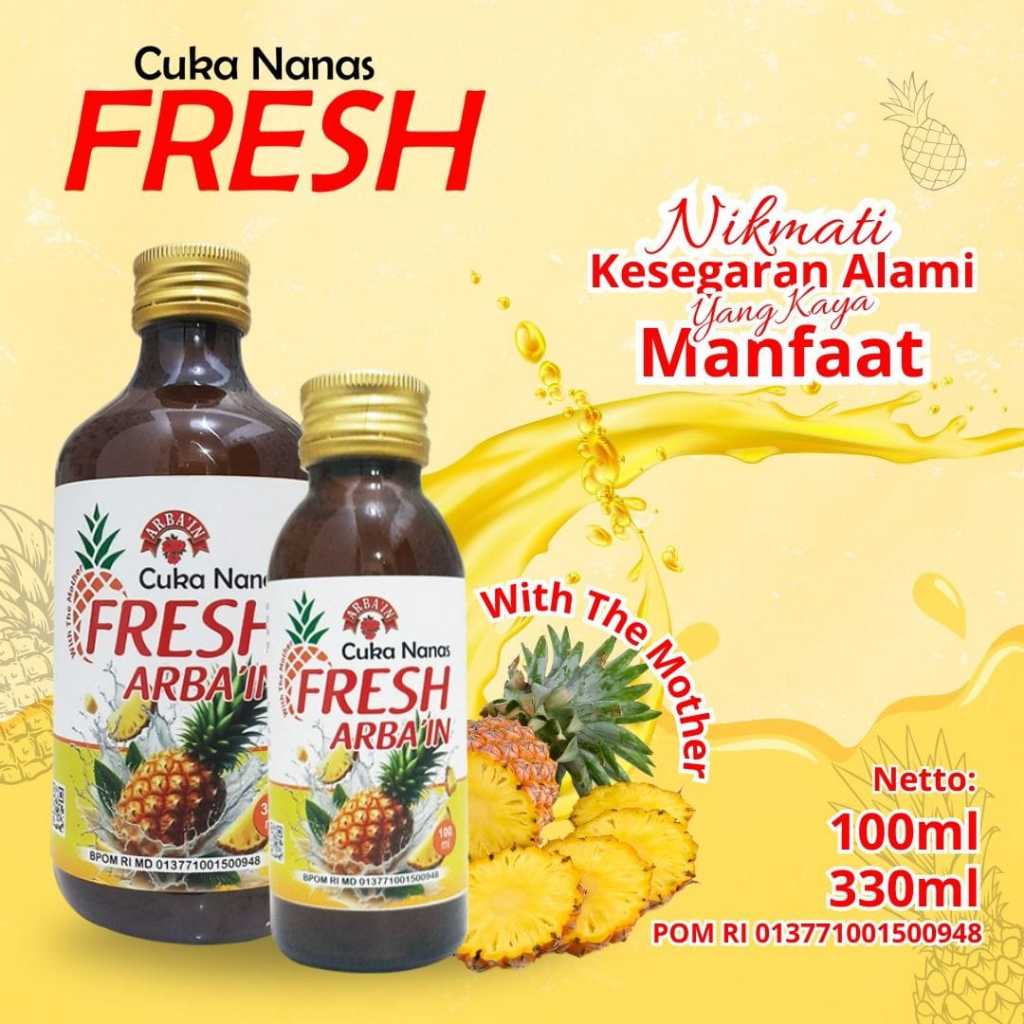 

FRESH 100ml 330ml Cuka Nanas Arbain With Mother Solusi Diet Sehat Diabetes Kolesterol danJerawat
