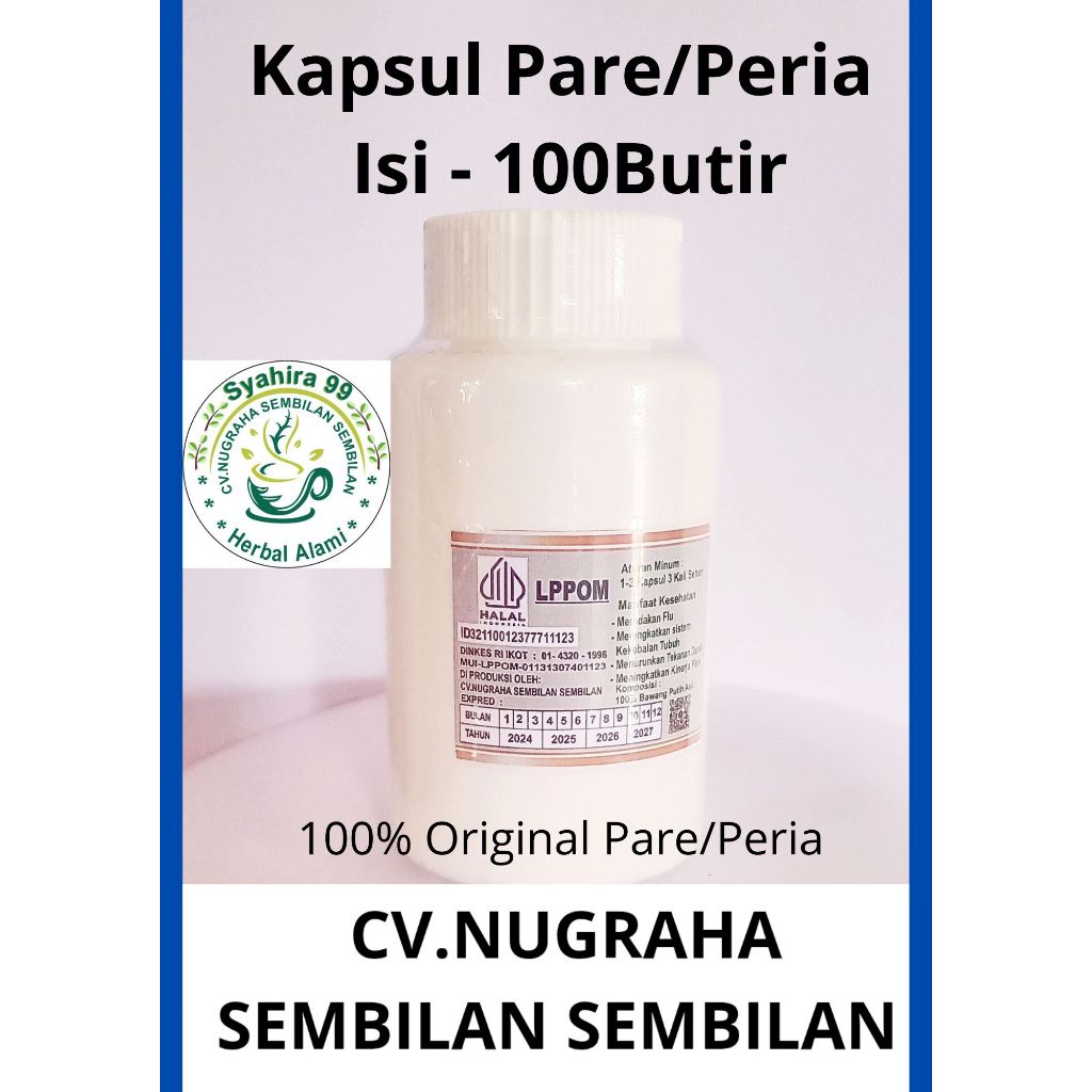 

KAPSUL HERBAL ALAMI BUAH PARE PERIA ISI 100 BUTIR MENGATASI SISTEM PERNAPASAN ASMA KEMASAN BOTOL PUTIH