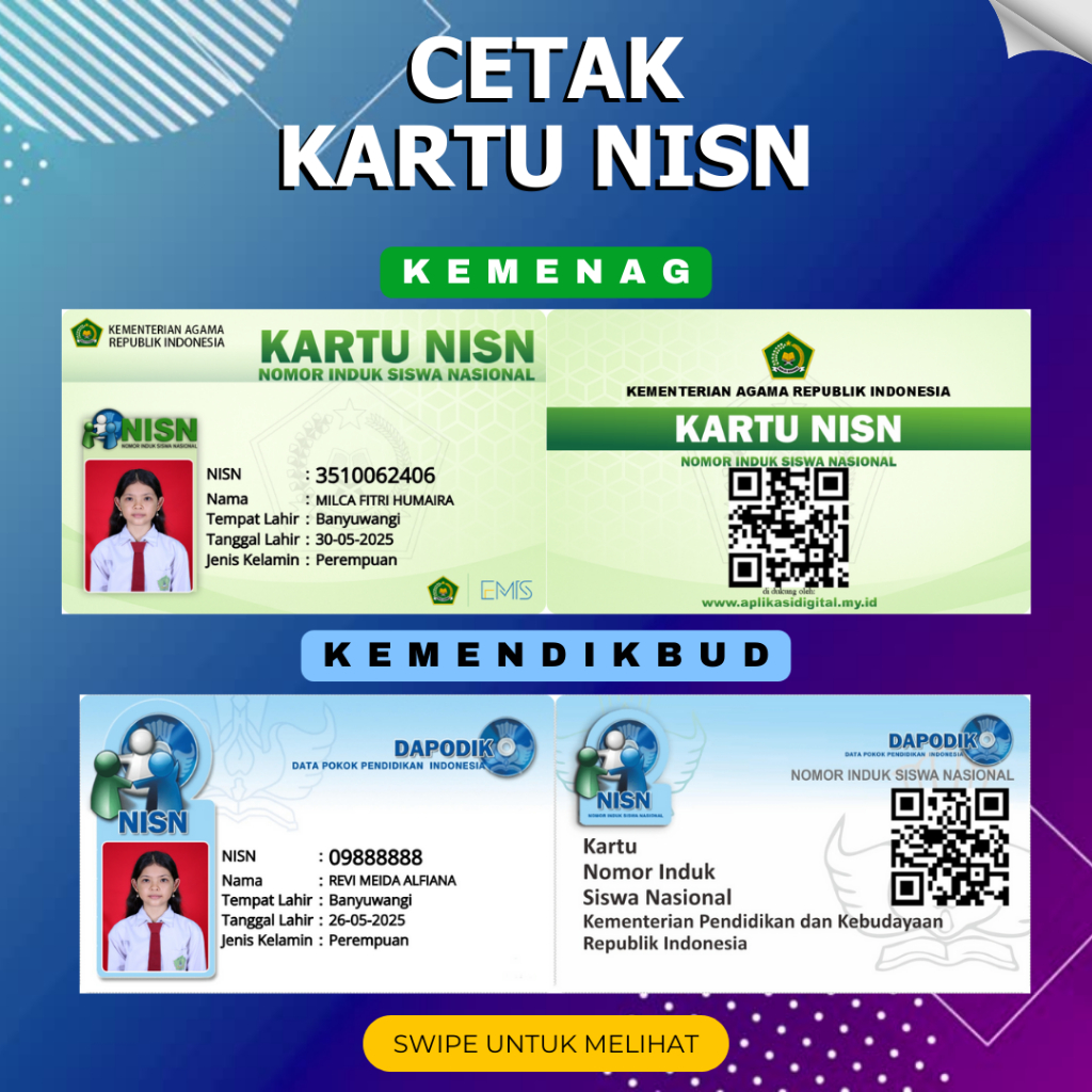 

CETAK ID CARD KARTU NISN DAPODIK BAHAN PVC ID CARD PROMO BULAN INI DAN BISA COD