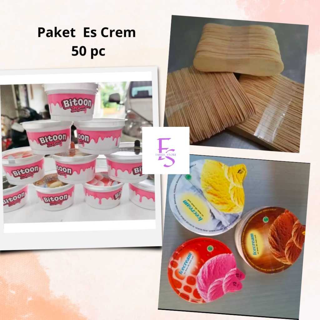 

PAKET LENGKAP Bitoon Ice Cream 95 ml + Tutup + Sendok Es Cream 50 pc