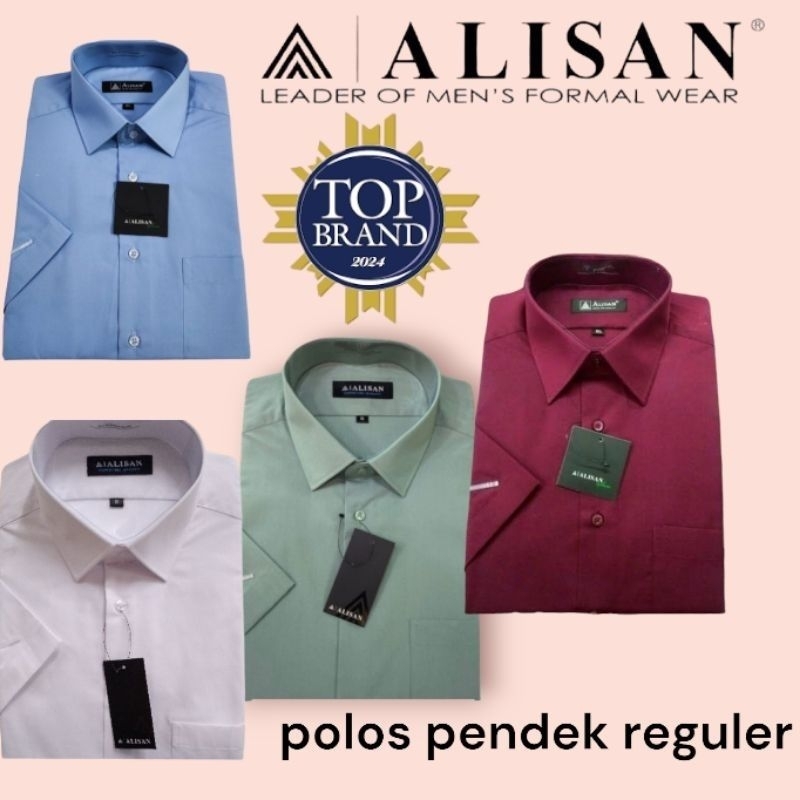 Kemeja Alisan polos Lengan pendek Reguler Size XS-XXXL