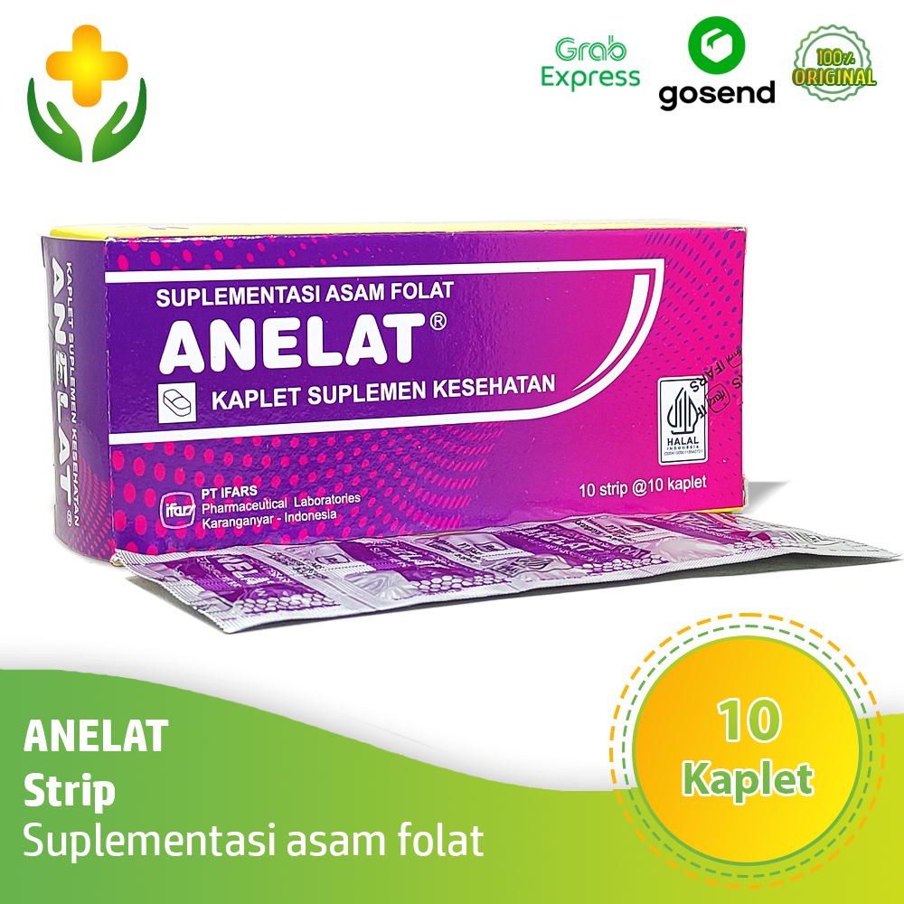Anelat 1 Strip 10 Kaplet - Suplemen Asam Folat untuk Ibu Hamil & Program Hamil