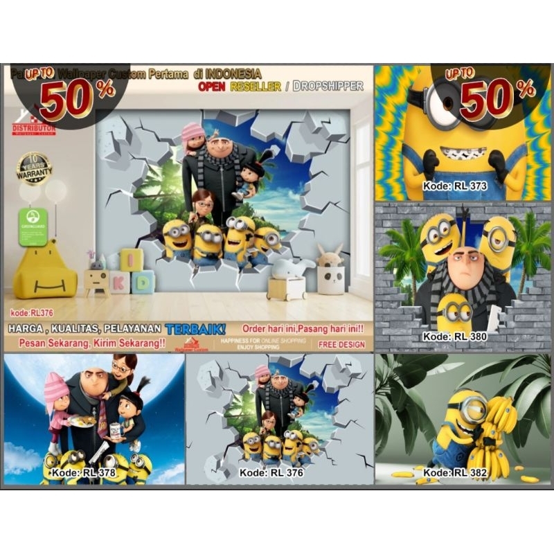 Wallpaper Dinding Custom Tema Minions | Wallpaper Dinding | Wallpaper Custom | Wallpaper Plafon | Wa