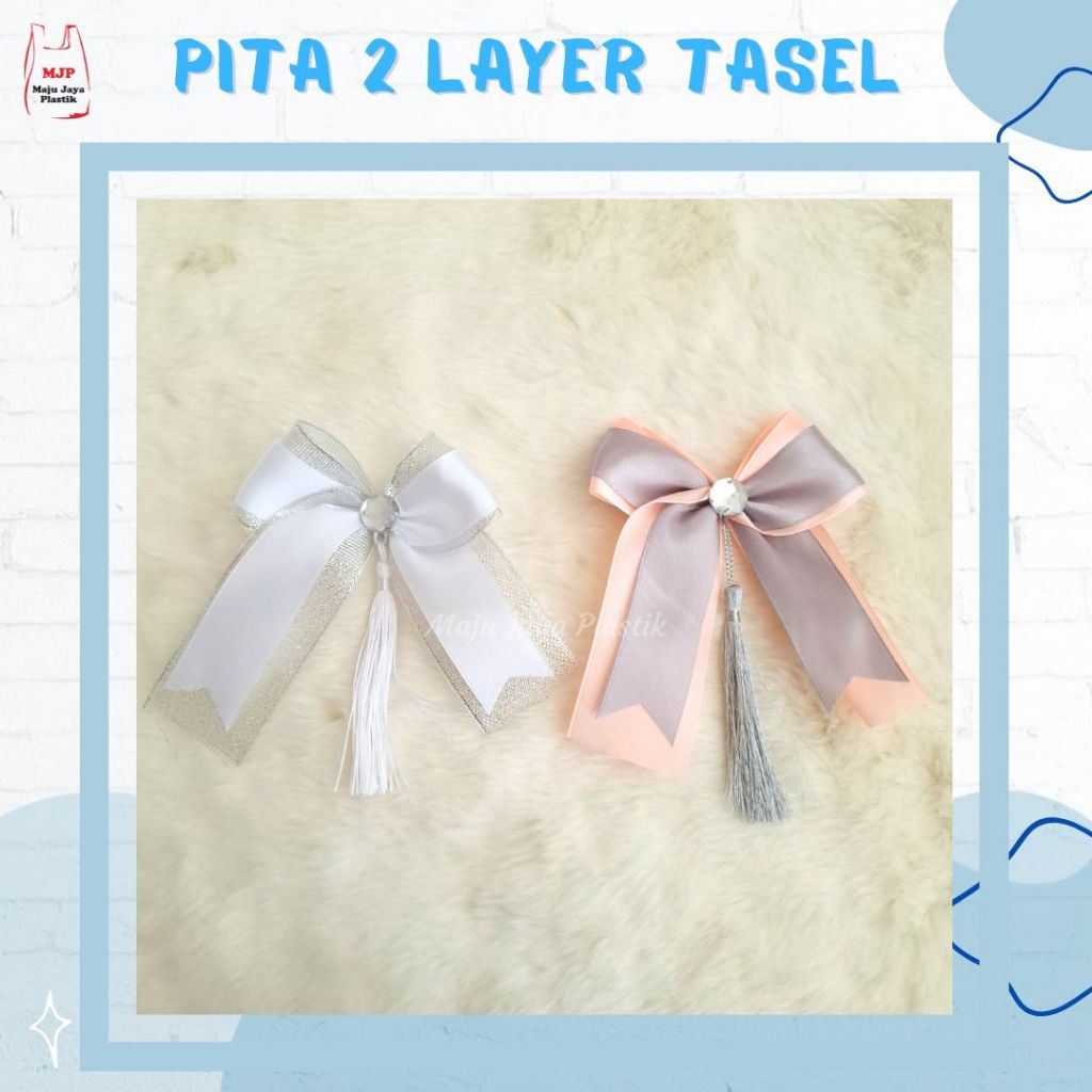 

Hiasan Pita Aplikasi Hampers Hantaran Parsel Parcel Siap Tempel Murah Souvenir Dekorasi 2 Layer
