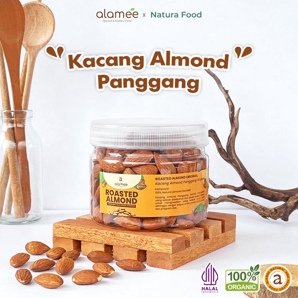 

ALAMEE Roasted Almond Kacang Almon Panggang Grade A California Organik 150 Gram