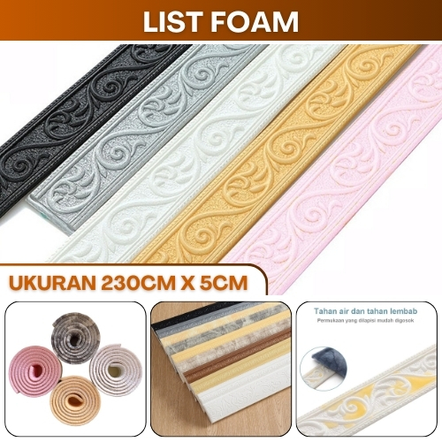 Sticker List Wallpaper Foam 3D Busa Tebal List Foam 5 Cm Hiasan Dekorasi Pembatas Dinding Plafon