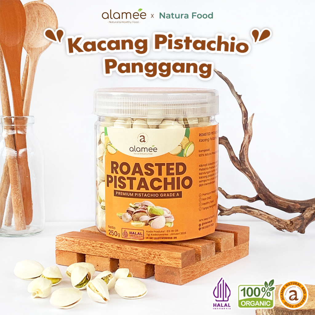 

ALAMEE Kacang Pistachio Roasted Pistacio 250gr Premium Panggang Fustuk Dalam Cangkang Renyah Organik
