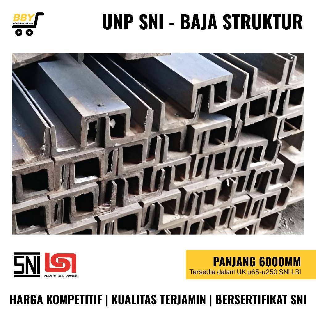 UNP Full SNI Kanal U 6 Meter | Besi Kanal U Baja Struktur | Distributor Supplier Tangerang