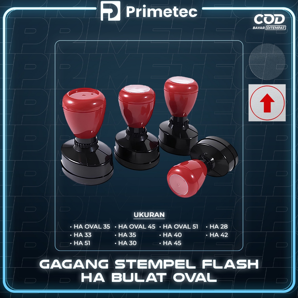 

BISA COD Gagang Stempel Flash HA Bulat Oval Ukuran Campur