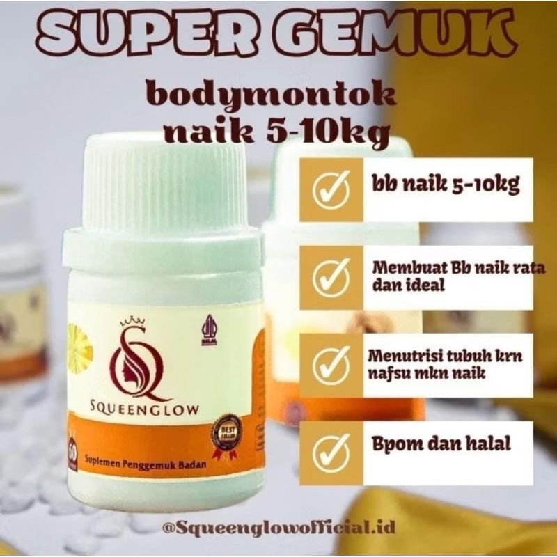 

1 botol squeenglow penggemuk viral bpom original isi 60 kp dalam 1 botol