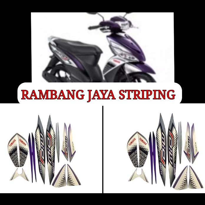 STICKER STRIPING FULL SET LIS LIST BODI YAMAHA MOTOR MIO J SPORTY TAHUN 2013 WARNA HITAM UNGU