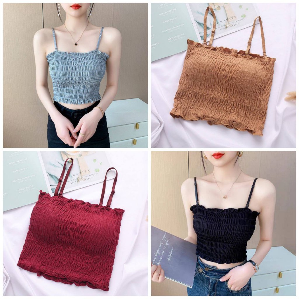 Vixday -Bra Kemben Tank Top Crop Top Bra Korean Style Bahan BRA50