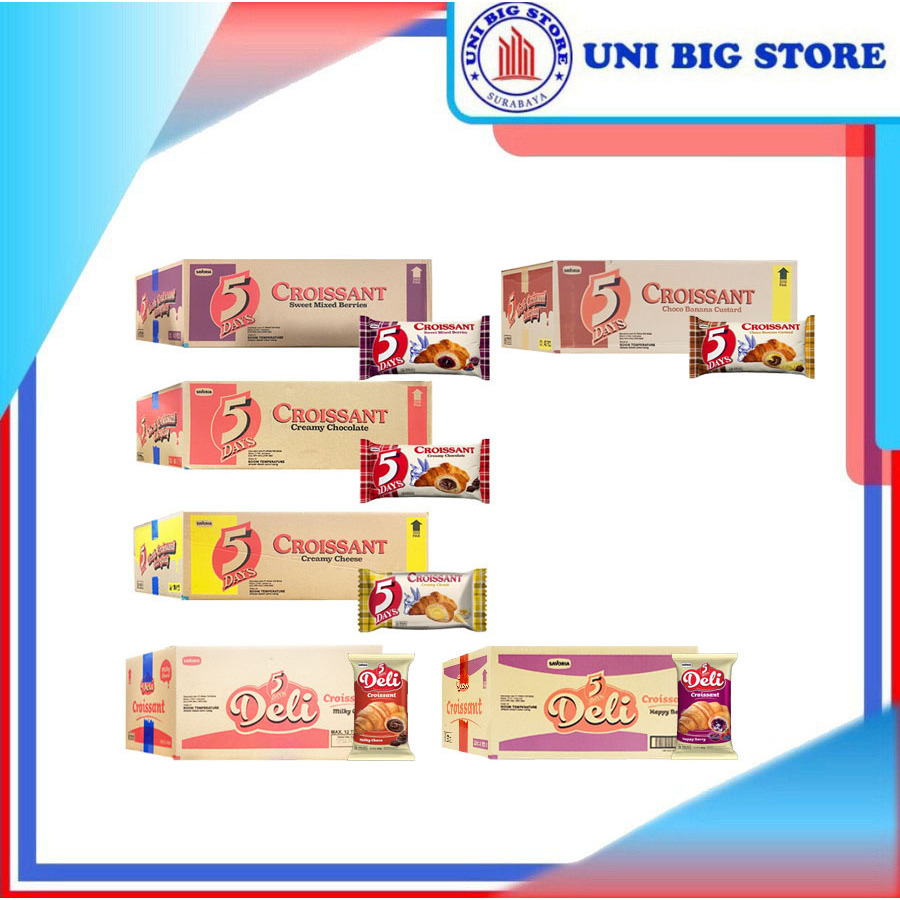 

5Days 5 Days Creamy Chocolate - Creamy Cheese - Mixed Berries - Choco Banana Croissant 60 gr 45 gr DUS