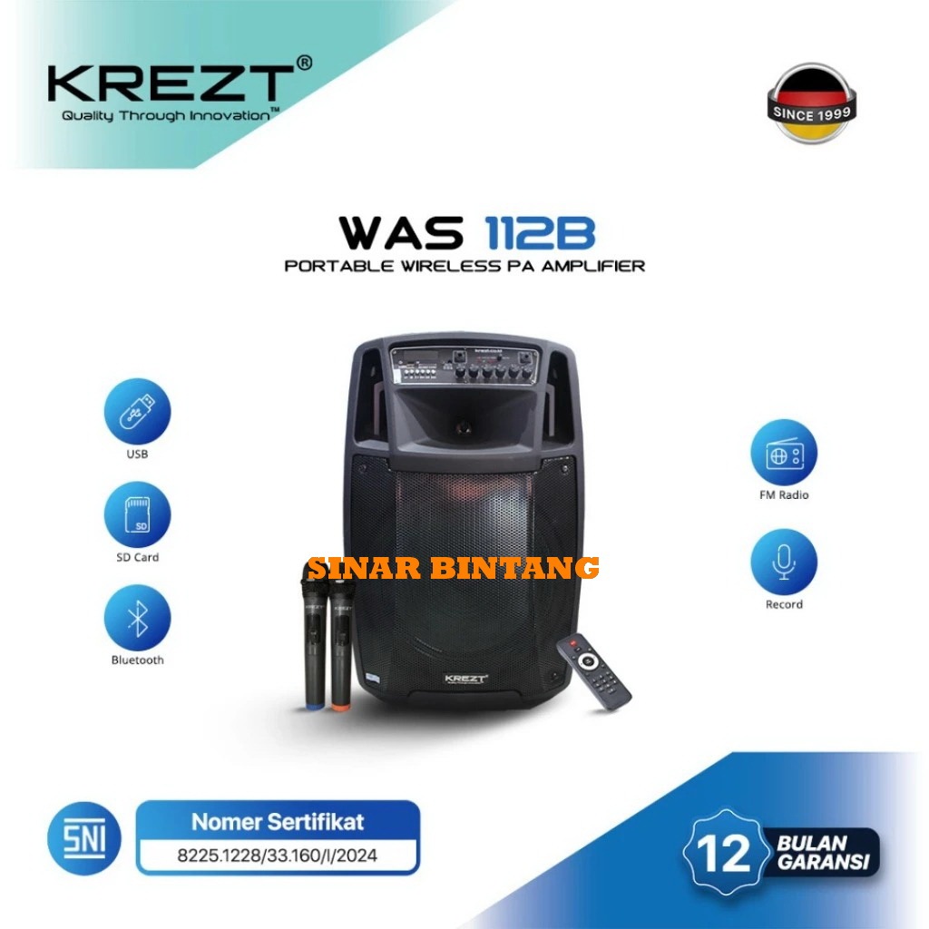SPEAKER PORTABEL WIRELESS MEETING KREZT 112B SPEAKER KREZT WAS 112 B SPEAKER KREZT WAS112B ORIGINAL
