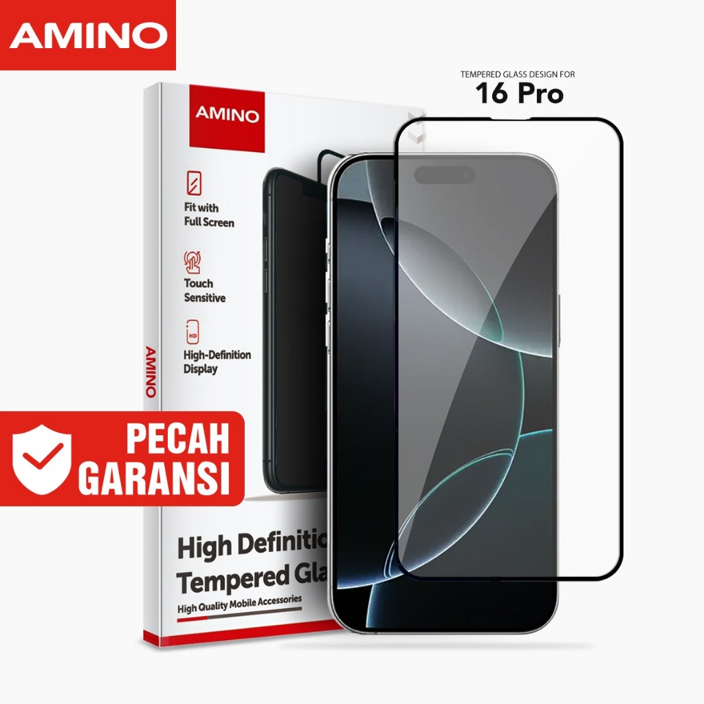 AMINO Tempered Glass 5D Untuk Iphone 16 Pro 6.3 inch Fullcover Premium Glass Full Screen