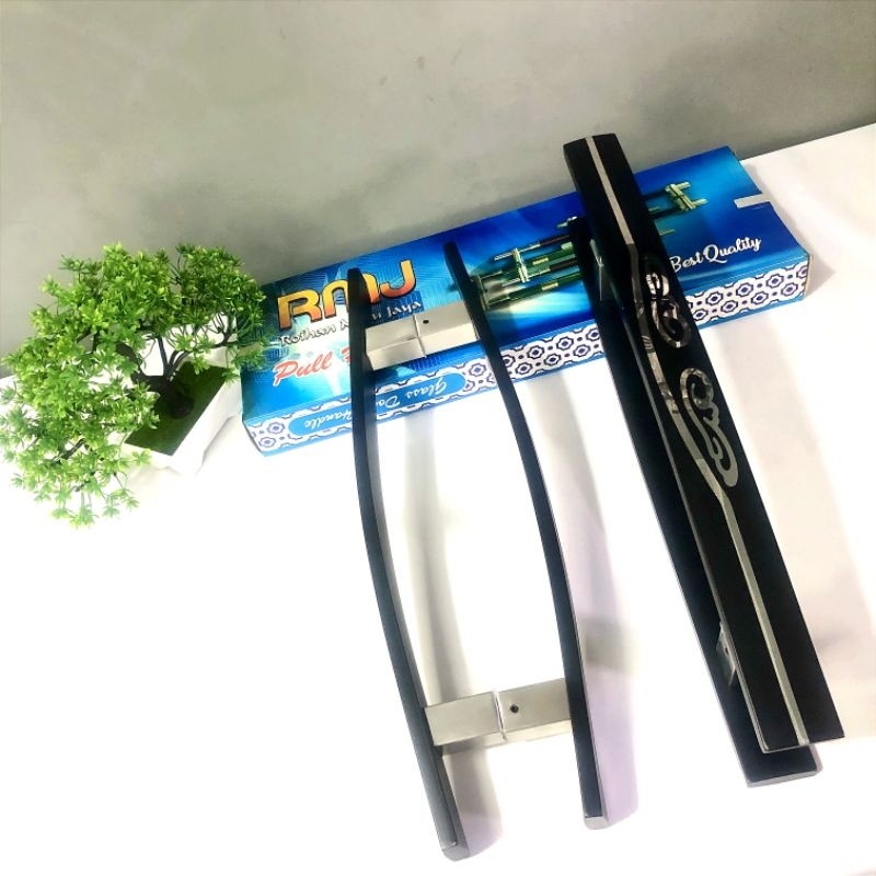 Handle Gagang Tarikan Pintu Motif Paloma Hitam Stainless Steel Anti Karat Tipe Baut Tembus Kuat & Aw
