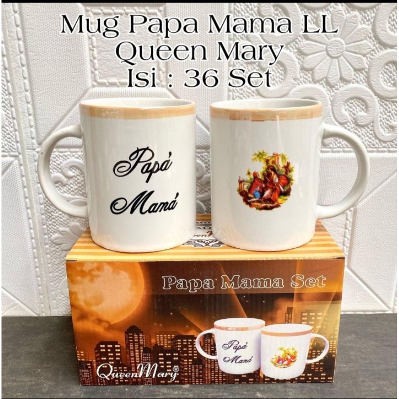 Gelas papa mama 2 pcs/mug couple papa mama/cangkir papa mama