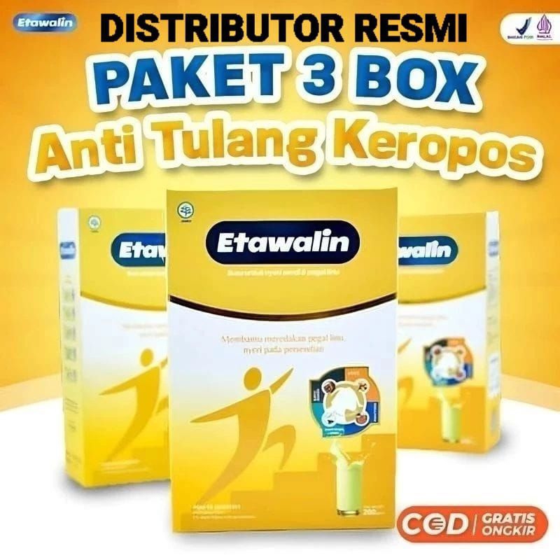 

PAKET 3 BOX ETAWALIN - SUSU KAMBING HERBAL BANTU MENGATASI MASALAH PERNAFASAN & NYERI SENDI