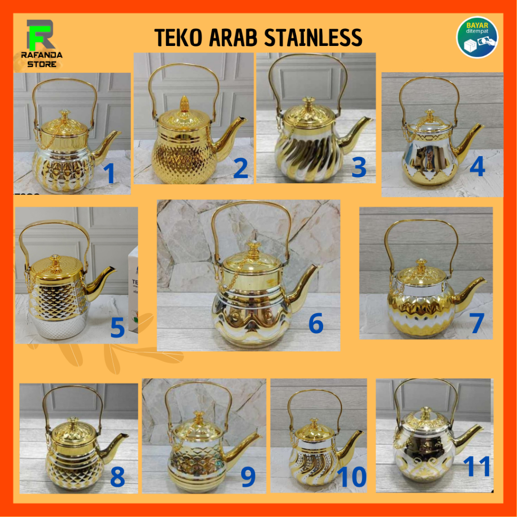 Teko Arab Stainless Premium Emas Haji Umroh / Teko Ibrik Oleh Oleh Haji Umroh