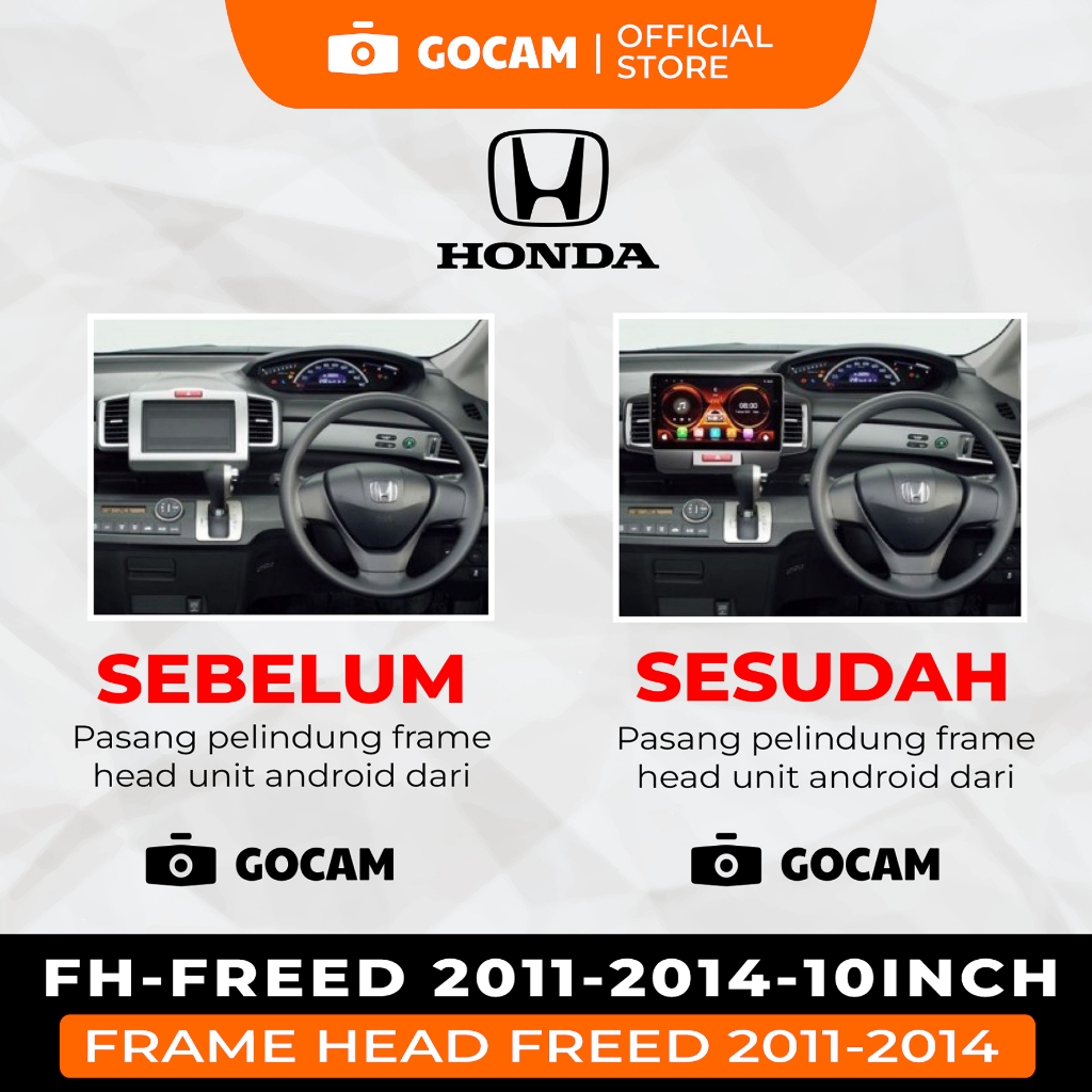"Jual Produk GOCAM Frame Android Head Unit - Honda Freed 2011-2014 10 Inch Include Soket ''