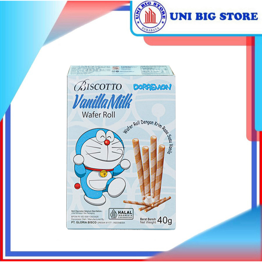 

Biscotto Doraemon Biskotto Vanilla Milk Wafer Stick 40 g Astor Roll Susu Vanila
