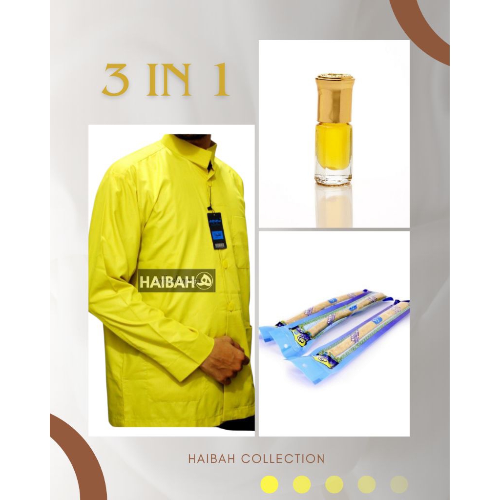 Baju Koko ammu warna kuning lemon baju Koko pria baju Koko haibah baju Koko lengan panjang baju Koko