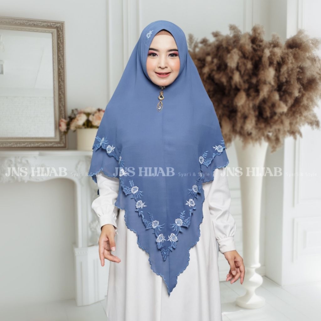 Termurah Khimar Malika/Khimar Bordir/Hijab Ceruty Bordir Original Jns Hijab