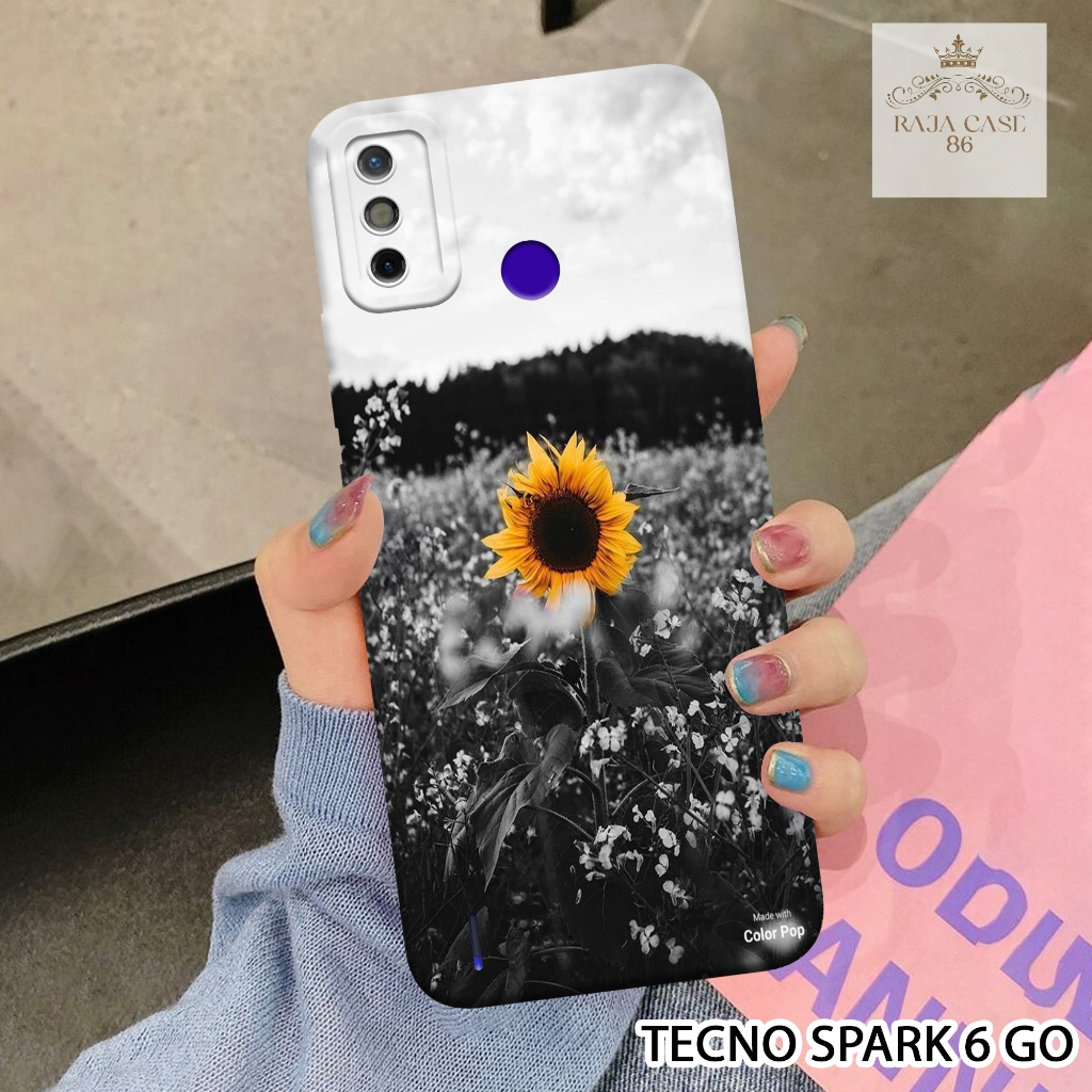 Softcase Tecno Spark 6 Go - Rajacase - Case Tecno Spark 6 Go - Motif Case Bunga - Case Tecno Spark 6
