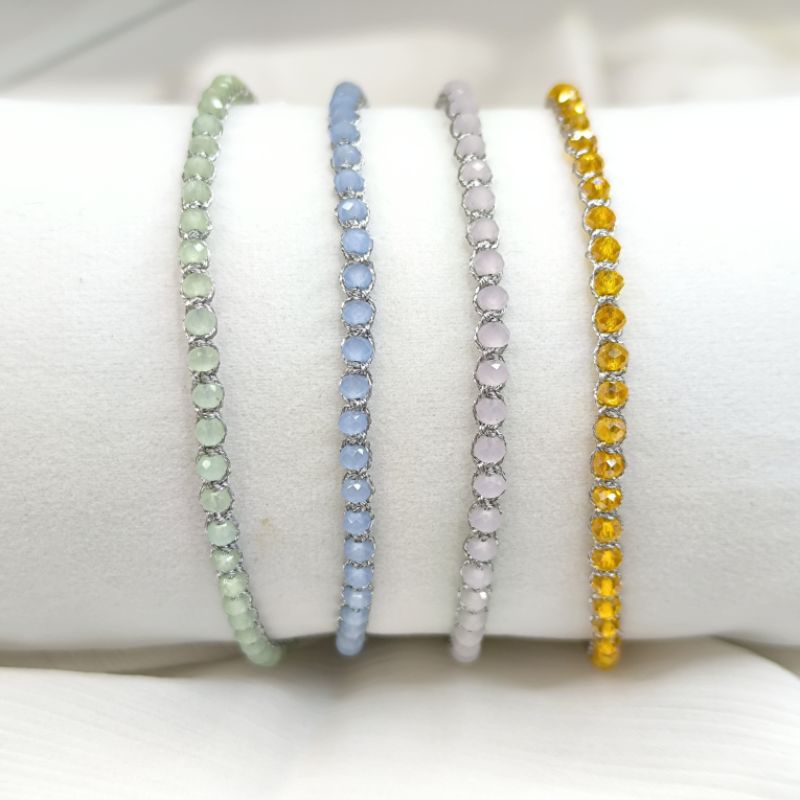 CRYSTAL 2mm - Bracelet macrame model samapura • bracelet zodiac • gelang bali • bracelet fashion cas