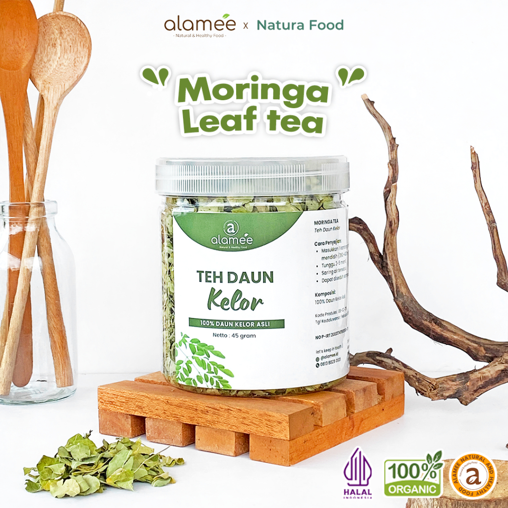 

ALAMEE Teh Daun Kelor Moringa Tea Herbal Alami Flower Asli Kering Organik Premium