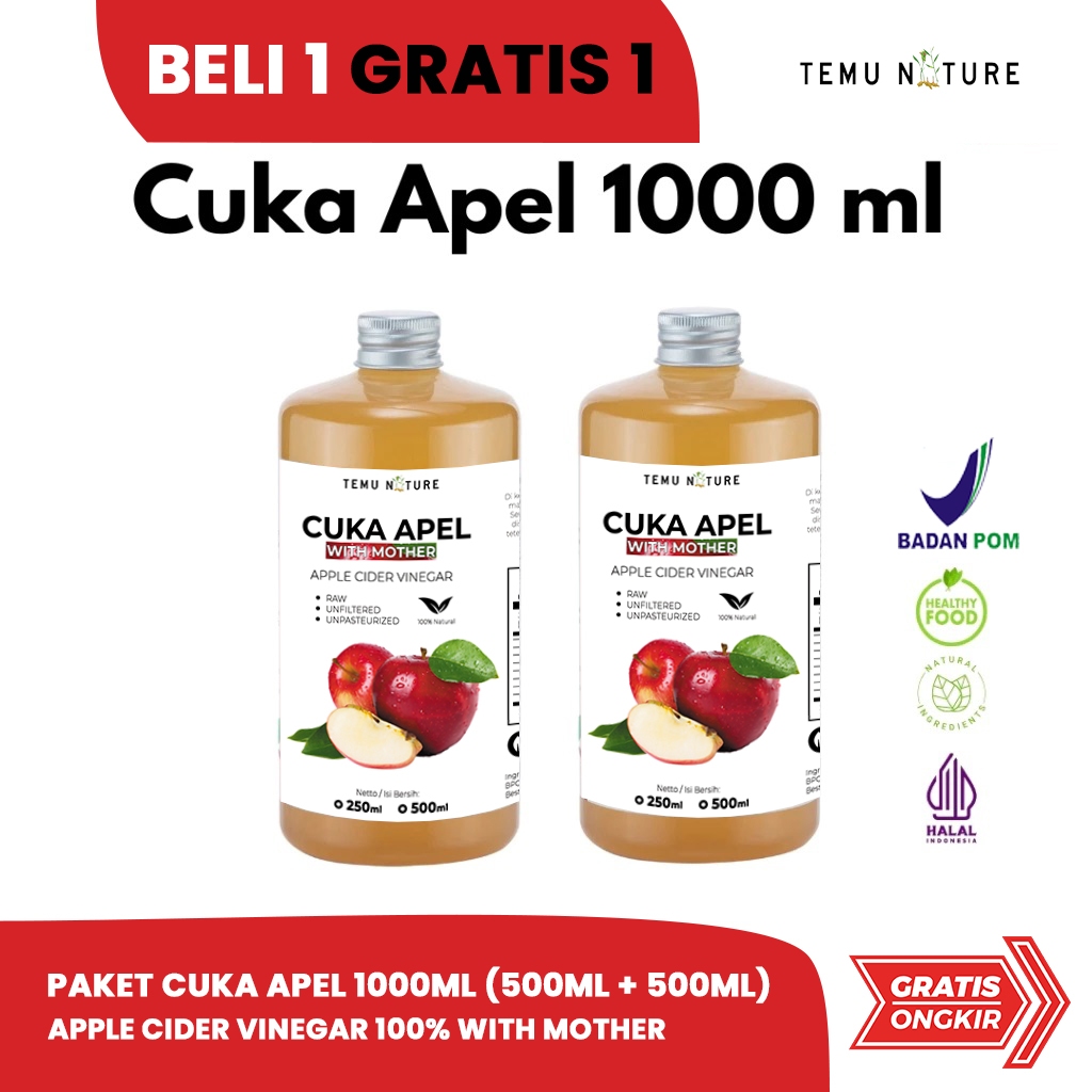 

Temu Nature Cuka Apel Asli Organik 1000ml With Mother BPOM HALAL