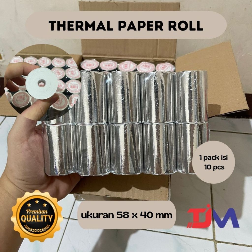 

Kertas Struk Kasir Paper Roll Thermal 58 x 40 mm Coreless - 10 Roll/Pack