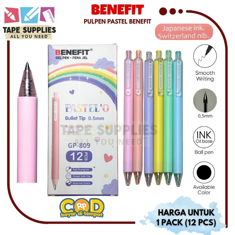 

(12 PCS) Pulpen Benefit PASTELO 0.5MM