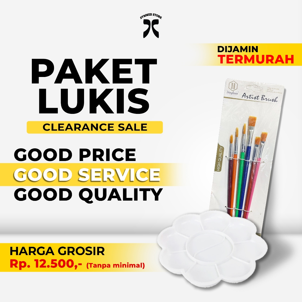 

Paket Lukis Kuas + Palet Bulat Piringan Mewarnai Brush Set Kuas Cat Air lukis Art Painting Murah Grosir