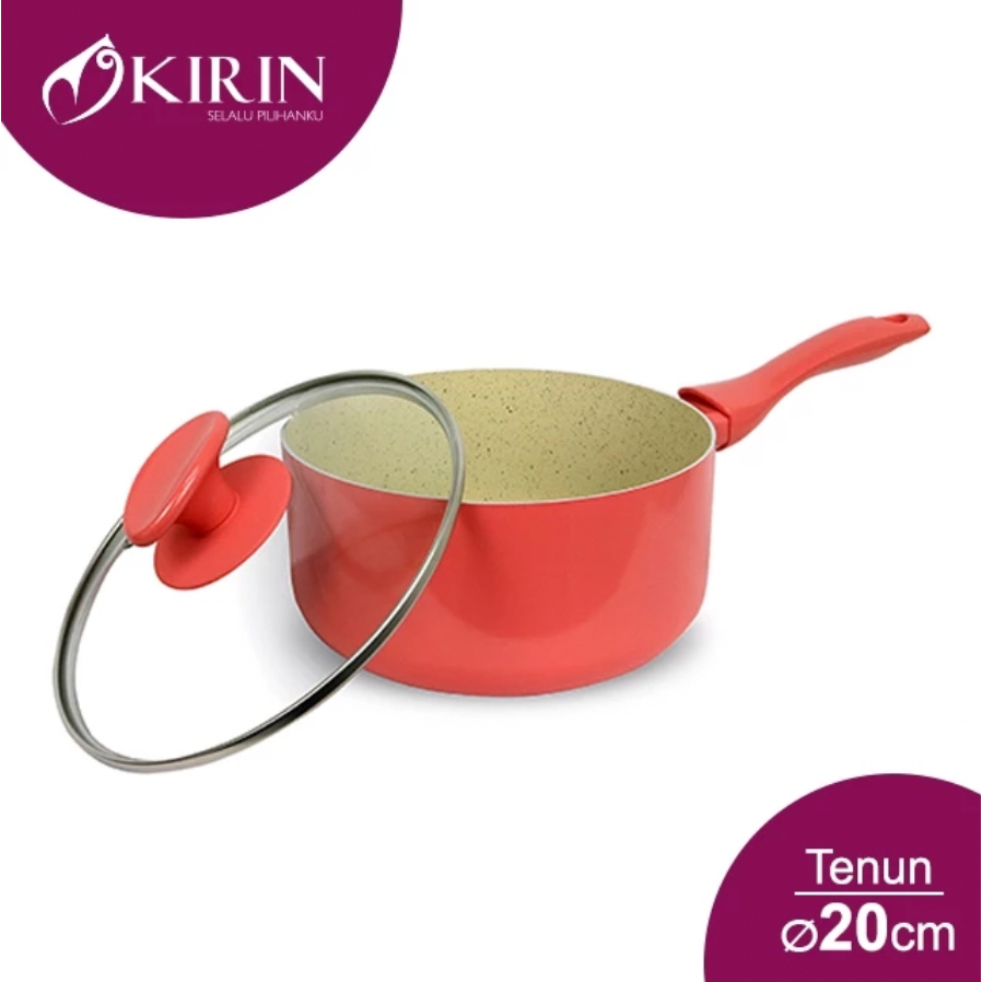 Kirin Sauce Pan Tenun Series 20cm | Kirin Teflon Wajan Anti Lengket Serbaguna 20cm [Pink/Hijau]
