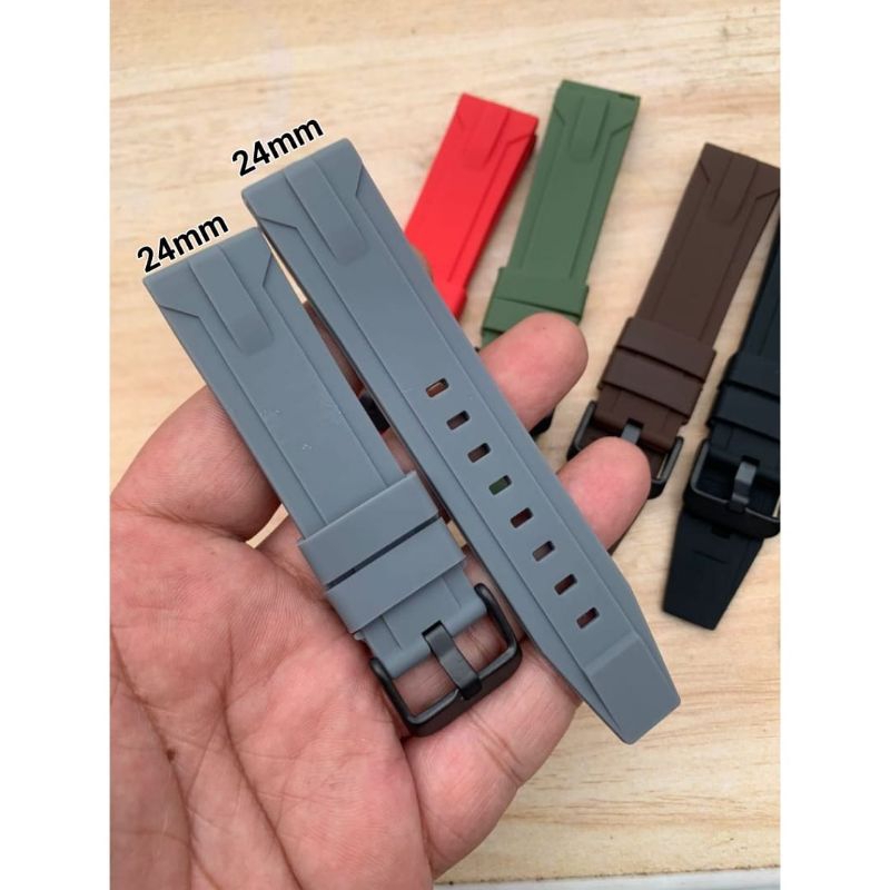 JUAL TALI JAM TANGAN KARET / RUBER SIZE 24mm WARNA ABU BISA UNTUK JAM ALEXANDRE CHRISTIE, EXPEDITION
